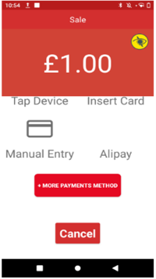 Manual entry option on payment screen
