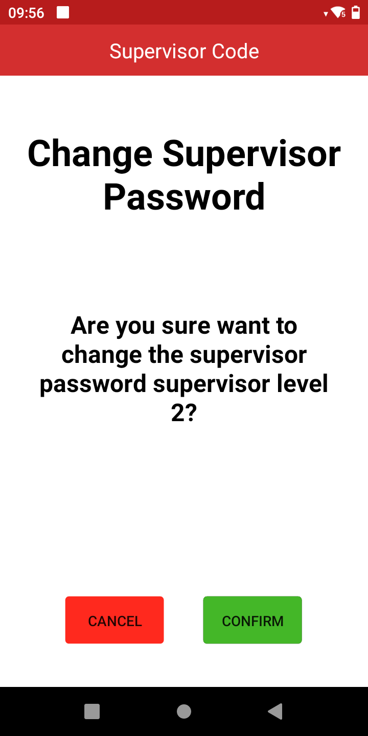Change level 2 supervisor password confirmation