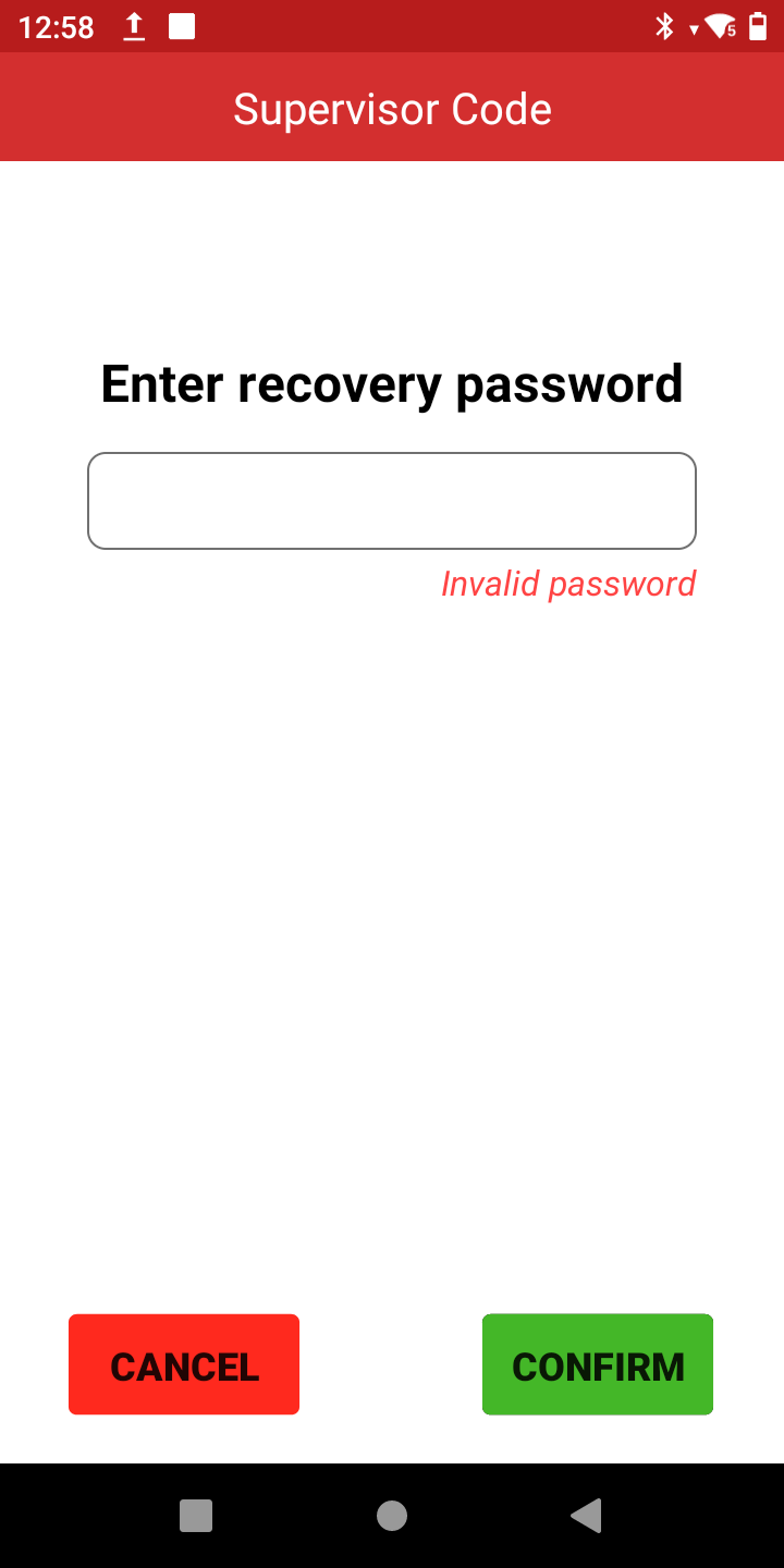 Recovery password invalid