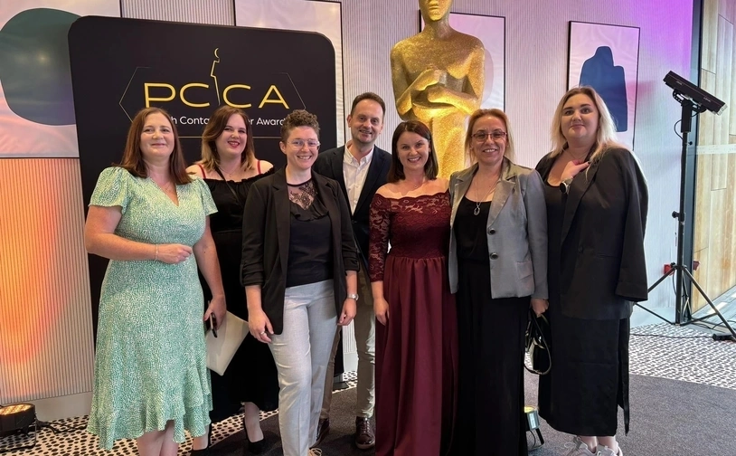 Patrice Monaghan, Malgorzata Tiomkin, Kinga Lipiec, Sylwia Hannigan, Jolanta Holowieniec, Juste Saulyte at the 2024 Polish Contact Center Awards