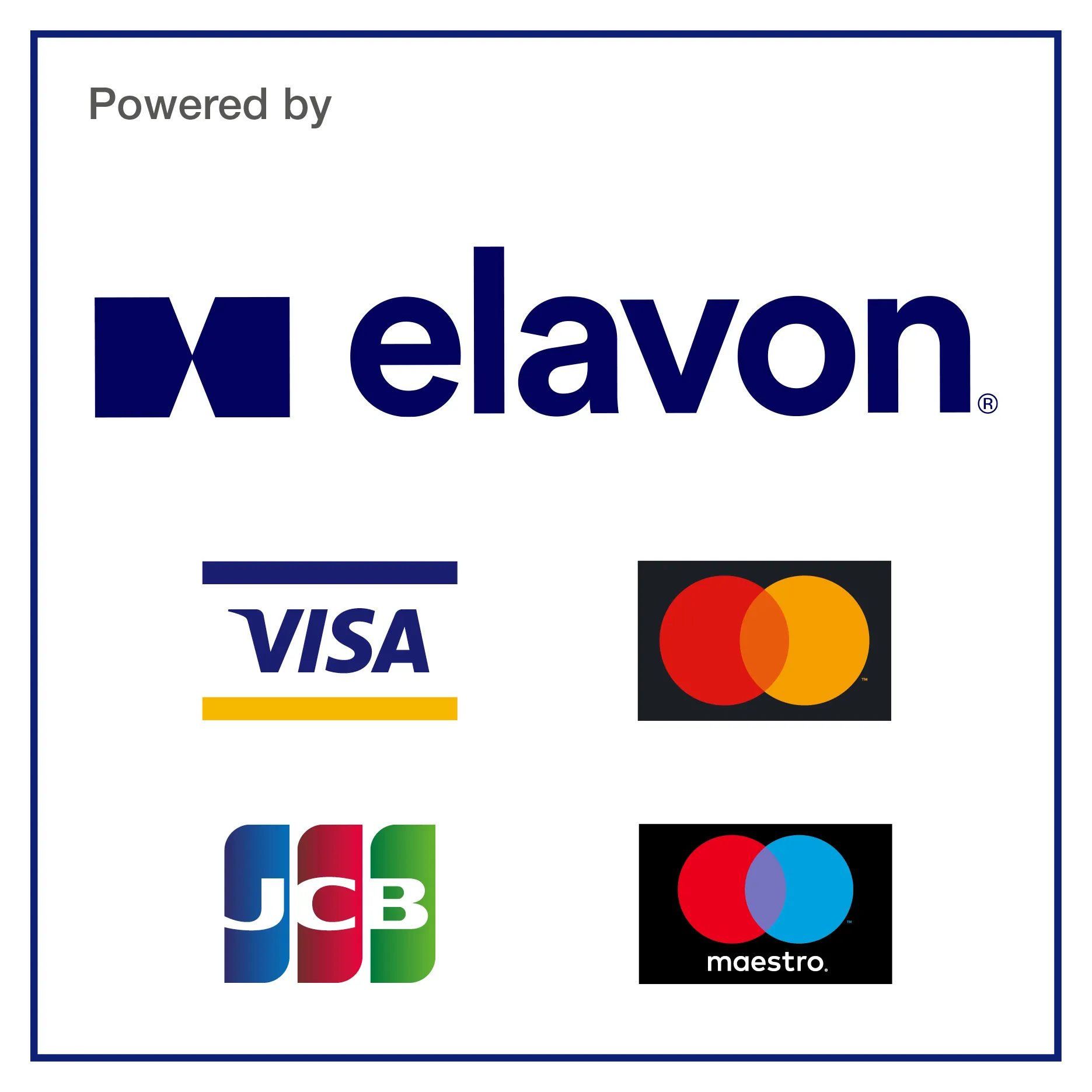 Card scheme logo: Visa, mastercard, maestro, JCB