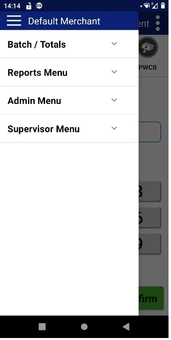 Image displaying select supervisor menu on DX8000 terminal