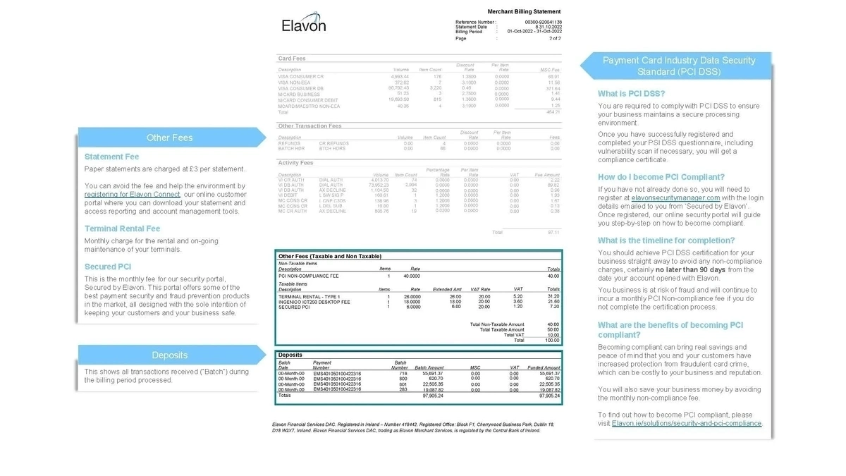 Other fees, Deposits and PCI