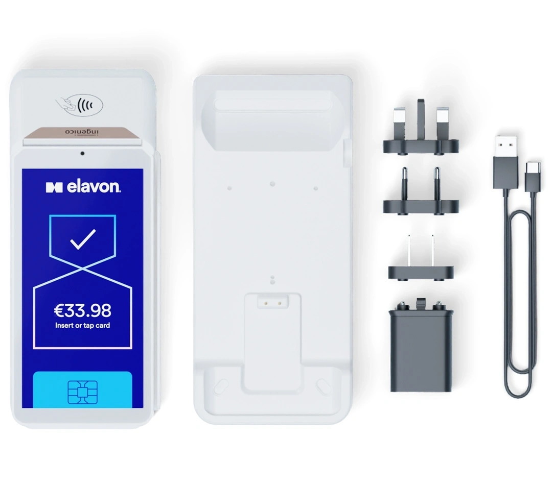 DX8000 terminal with in the box contents on display